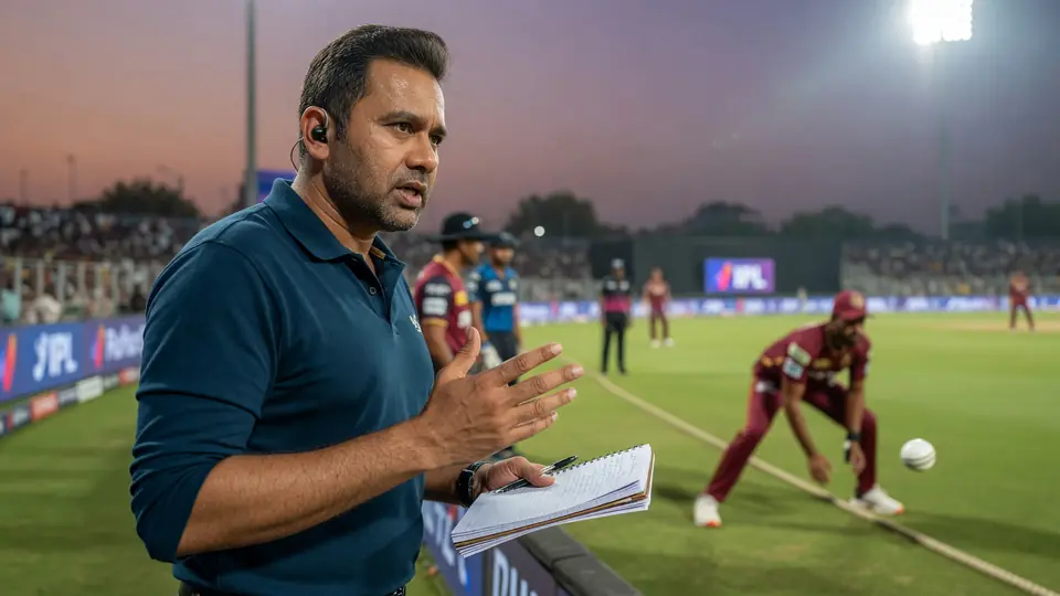 Cricket batter in sideline action during an IPL-style night match, captured in a tight editorial frame