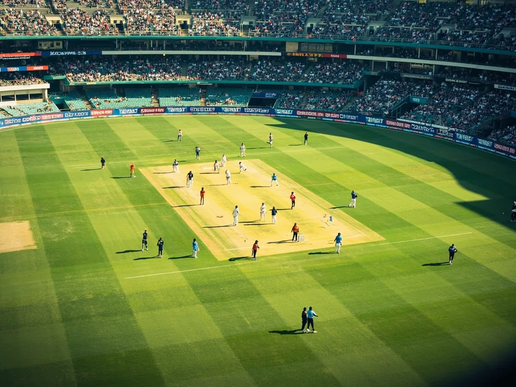 Live cricket match phases explained Daytime cricket field divided into powerplay middle overs and death overs