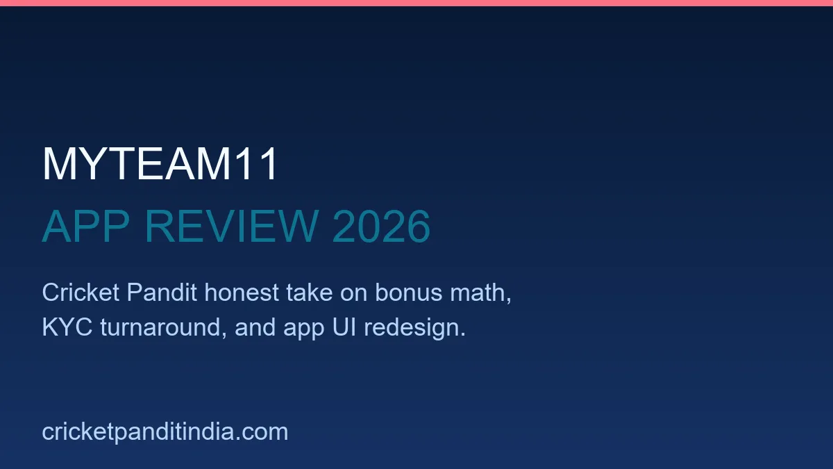 MyTeam11 app review banner for Cricket Pandit India