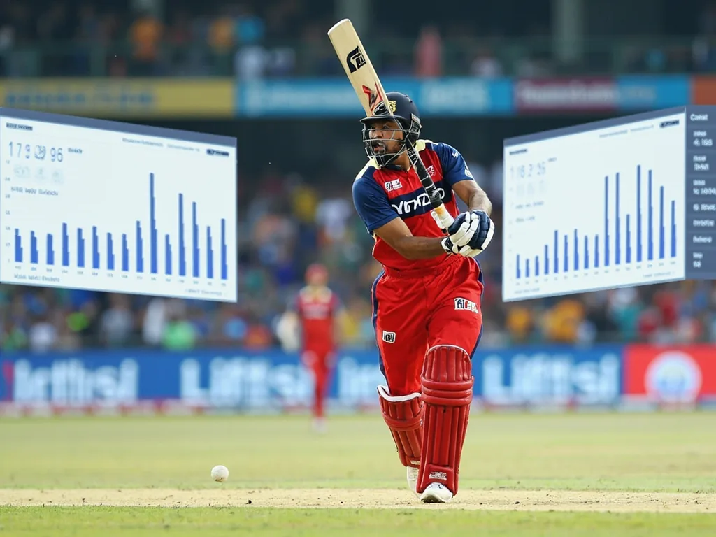 Cricket batting analytics visual comparing volume and strike rate across two seasons